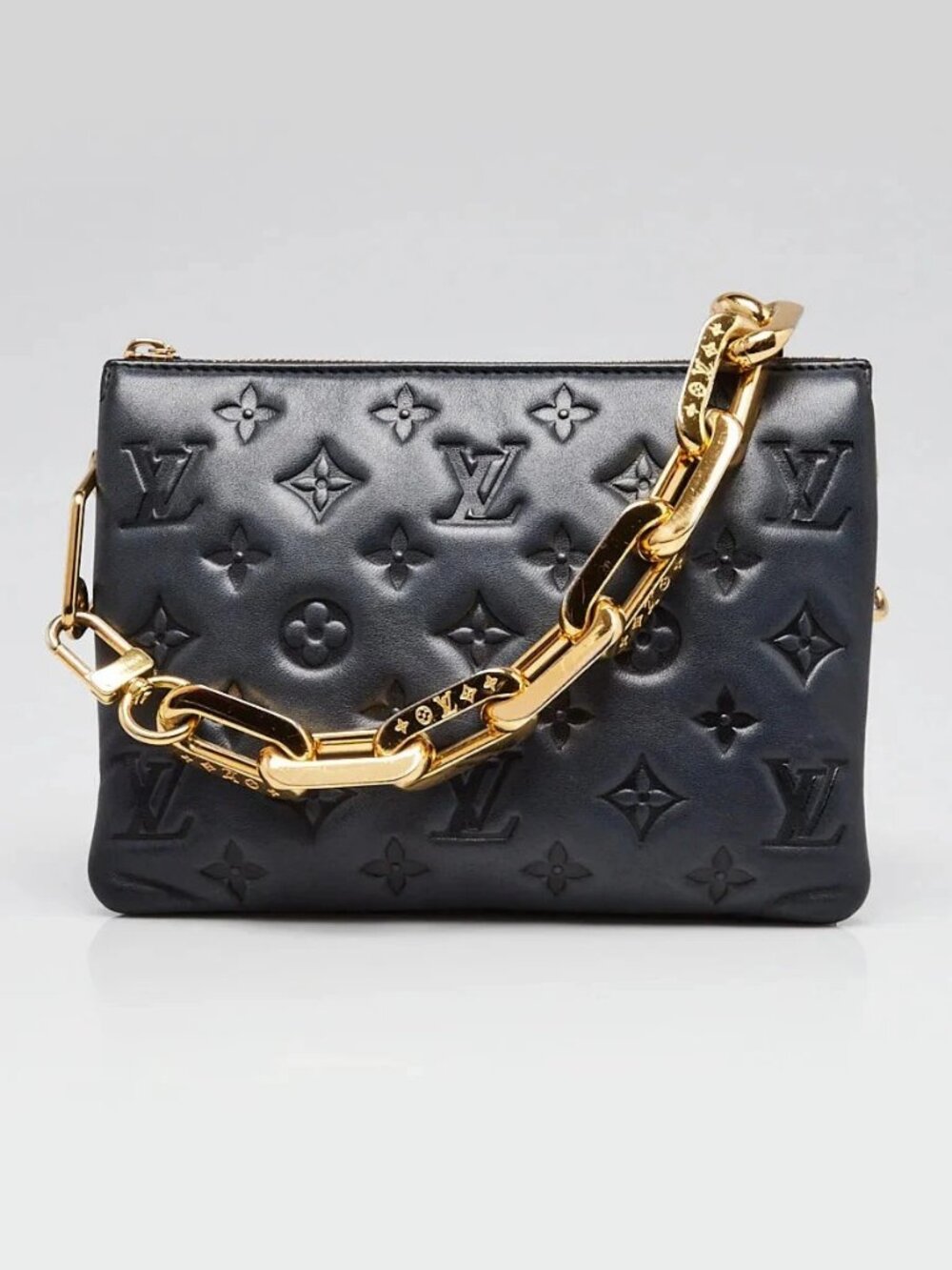 Louis Vuitton Dark Blue Embossed Calfskin Leather Coussin BB Bag